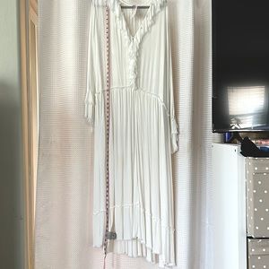 Free People S White Dress NWT Slip can detach. Frayed Ruffle Sleeves & Neckline
